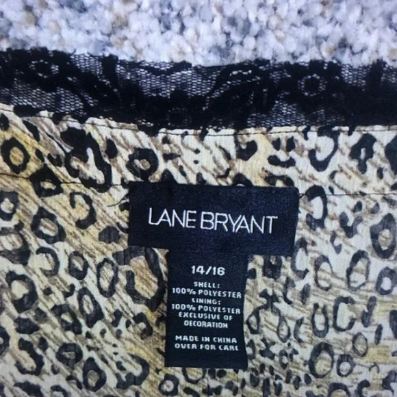 Lane Bryant Yellow Leopard Print Surplice Top with Black Trim - Picture 6 of 7